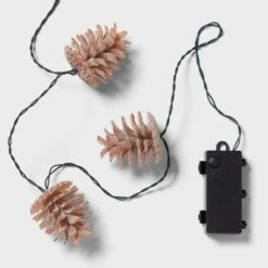 10ct LED Battery Operated Sugared Pinecone Christmas Indoor/Outdoor Novelty String Lights Warm White With Green Wire - Wondershop™ -Wonder Shop USA GUEST 05149528 4890 4341 80da 7c6c6b6dfbe3