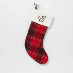 20" Plaid Monogram Christmas Holiday Stocking With Faux Fur Cuff Red/Green/White - Wondershop™ -Wonder Shop USA GUEST 078e41a1 80ad 4302 8d97 131daeba566f