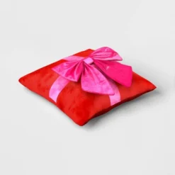 16" Christmas Red Square Pillow With Hot Pink Bow - Wondershop™ -Wonder Shop USA GUEST 0800556a 0436 4bb1 99a8 5a0b559f265b