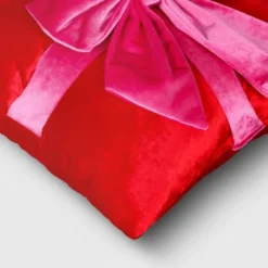 16" Christmas Red Square Pillow With Hot Pink Bow - Wondershop™ -Wonder Shop USA GUEST 0e278215 0c7b 4890 9e4b 9aa29c0aa50c