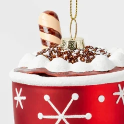 Glass Hot Cocoa Mug Christmas Tree Ornament Red - Wondershop™: Whipped Cream Detail, Indoor Decoration -Wonder Shop USA GUEST 100a1d3a f2ae 4a31 9e05 0c67bc158ca9