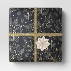 18' Christmas Fabric Ribbon Gold Tinsel - Wondershop™