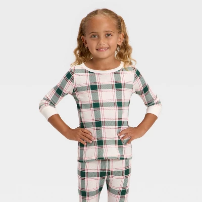 Toddler Plaid Ribbed Long Sleeve Shirt And Pants Holiday Matching Family Pajama Set - Wondershop™ Cream 4 Toddler Plaid Ribbed Long Sleeve Shirt And Pants Holiday Matching Family Pajama Set - Wondershop™ Cream - Image 2