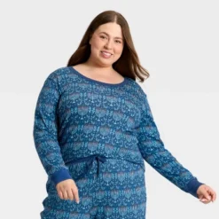 Women's Hanukkah Ribbed Long Sleeve Shirt And Pants Holiday Matching Family Pajama Set - Wondershop™ Blue -Wonder Shop USA GUEST 19debc28 def2 4e6e bb69 95227253ef08