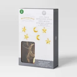 10ct LED Battery Operated Mercury Star And Moon Christmas Indoor/Outdoor Novelty String Lights Warm White With Silver Wire - Wondershop™ -Wonder Shop USA GUEST 1d04b2e6 cbf7 40a2 a15e 524c43829ce2