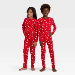 Kids' Ribbed Long Sleeve Shirt And Pants Holiday Matching Family Pajama Set - Wondershop™ Red -Wonder Shop USA GUEST 1f2be3d1 d453 4a95 ad17 1972f0e13a58