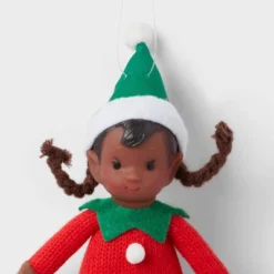 Fabric Elf Child With Braids And Green Hat Christmas Tree Ornament - Wondershop™: Indoor Use, No Battery Required -Wonder Shop USA GUEST 26201d21 9d01 4d40 b6c2 f0d81addbf39
