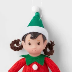 Fabric Elf Child With Braids And Green Hat Christmas Tree Ornament - Wondershop™: Indoor Holiday Decor, Polyester, 9" Height -Wonder Shop USA GUEST 27d84d94 e63d 47af 804e 44cd99996465