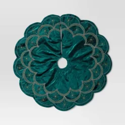 48" Christmas Dia Art Deco Embellished Soft Velvet Tree Skirt Green - Wondershop™ -Wonder Shop USA GUEST 29605436 719e 4524 8537 e5520d02b7ea