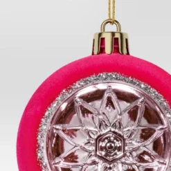 Christmas Flocking Ornament With Reflector Hot Pink - Wondershop™ -Wonder Shop USA GUEST 31f2378e ee6c 4ae7 9d06 f2486b6eaff9