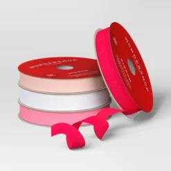 4 Pk Christmas Velvet Ribbon Pink/White Luxe - Wondershop™ -Wonder Shop USA GUEST 39130b58 a6db 40f1 8421 0a88b6362204