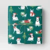 30" 50 Sq Ft Christmas Roll Wrap Illustrated Dogs On Green - Wondershop™