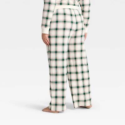 Women's Plaid Ribbed Holiday Matching Family Pajama Pants - Wondershop™ Cream 3 Women's Plaid Ribbed Holiday Matching Family Pajama Pants - Wondershop™ Cream