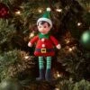 Fabric Elf Child With Braids And Green Hat Christmas Tree Ornament - Wondershop™: Indoor Holiday Decor, Polyester, 9" Height -Wonder Shop USA GUEST 41d572ed 056a 4671 ba2b 4b9f16f043ad