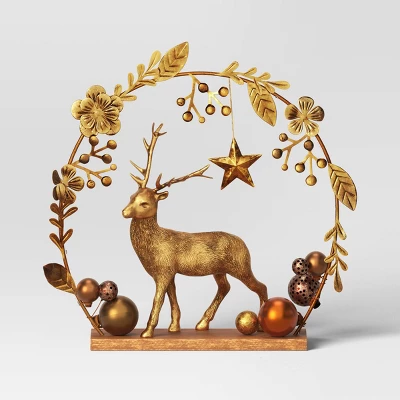 15" Battery Operated Lit Deer And Foliage Christmas Decorative Sculpture - Wondershop™ Gold 4 15" Battery Operated Lit Deer And Foliage Christmas Decorative Sculpture - Wondershop™ Gold - Image 2