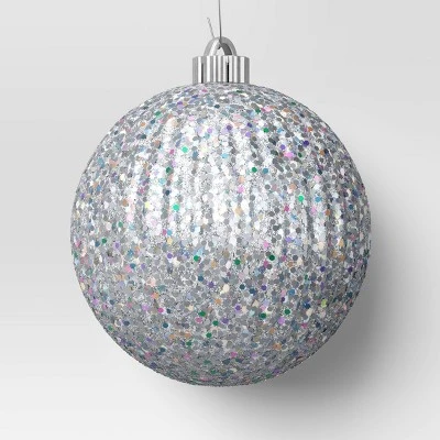 4ct 150mm Christmas Iridescent Glitter Ornament Set Sliver - Wondershop™ 5 4ct 150mm Christmas Iridescent Glitter Ornament Set Sliver - Wondershop™ - Image 3