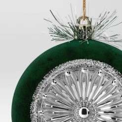 Christmas Flocking Ornament With Reflector Dark Green - Wondershop™ -Wonder Shop USA GUEST 5ebcae58 31ed 45f9 9f9b 415a353f49ac