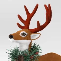Flocked Standing Deer With Faux Greenery Christmas Animal Figurine - Wondershop™ Brown -Wonder Shop USA GUEST 664fb770 33f8 44d5 ad50 39a1cb44ba4d