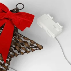 30ct Battery Operated Christmas Hanging Twisted Faux Rattan Star With Red Velvet Bow - Warm White Lights - Wondershop™ -Wonder Shop USA GUEST 6ab43f64 a325 4d29 b3c7 108e287e4eee