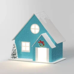 12pc Battery Operated Glittered Paper Christmas Village Set With Bottle Brush Trees And Snowmen - Wondershop™ White/Pink/Blue -Wonder Shop USA GUEST 72bf1001 c78d 454b a5be 74d5504979eb