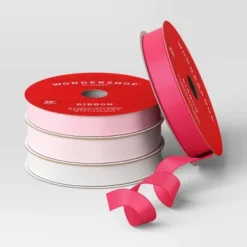 4 Pk Christmas Satin Ribbon Gift Packaging Accessories Pink/White - Wondershop™ -Wonder Shop USA GUEST 7cda40c7 6161 4d4d b993 a8bbb8ff6f37