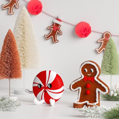 Christmas Felt Duo Figural Peppermint And Gingerbread Man - Wondershop™ 3 Christmas Felt Duo Figural Peppermint And Gingerbread Man - Wondershop™