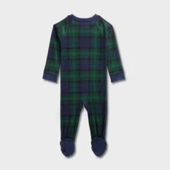 Baby Plaid Ribbed Holiday Matching Family Footed Pajamas - Wondershop™ Green