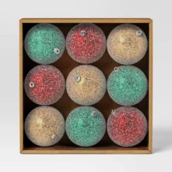 9ct 100mm Christmas Ornament Set Iced Green/Champagne/Red - Wondershop™ -Wonder Shop USA GUEST 8b6c139b 96a5 4500 a2c6 0d5d9c787093