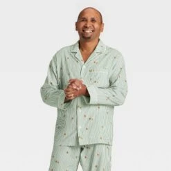 Men's Gingerbread Striped Flannel Long Sleeve Shirt And Pants Holiday Matching Family Pajama Set - Wondershop™ Cream -Wonder Shop USA GUEST 9356c1f0 272a 434a a6c4 62557a7c544e