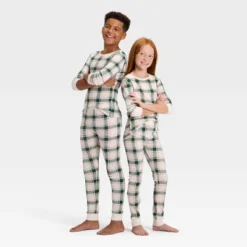 Kids' Plaid Ribbed Long Sleeve Shirt And Pants Holiday Matching Family Pajama Set - Wondershop™ Cream -Wonder Shop USA GUEST 9c03cf33 a07b 4cc8 93d1 0774ce210ed8
