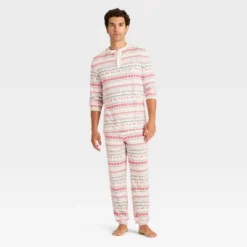 Men's "Let It Snow" Fair Isle Cozy Knit Long Sleeve Henley Holiday Matching Family Pajama Shirt - Wondershop™ Cream -Wonder Shop USA GUEST 9e7fa586 63f9 40ab 8eaa 655184db1ce4
