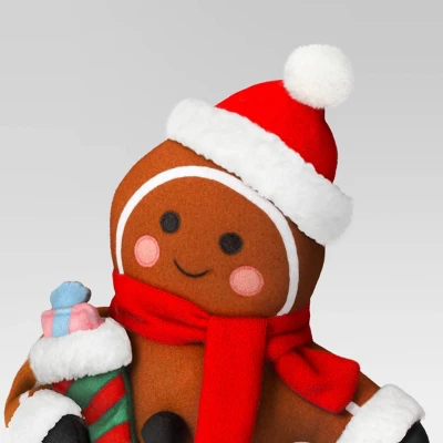 18" Fabric Gingerbread Man Holding Stocking Decorative Sculpture - Wondershop™ Brown 4 18" Fabric Gingerbread Man Holding Stocking Decorative Sculpture - Wondershop™ Brown - Image 2