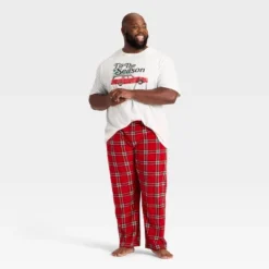 Men's Plaid Microfleece Holiday Matching Family Pajama Pants - Wondershop™ Red -Wonder Shop USA GUEST ab2191e2 1982 4988 b019 b6705678cf71