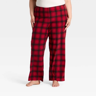 Women's Plaid Microfleece Holiday Matching Family Pajama Pants - Wondershop™ Red/Black 7 Women's Plaid Microfleece Holiday Matching Family Pajama Pants - Wondershop™ Red/Black - Image 5