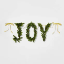 6' Pre-Lit Battery Operated Mixed Greenery 'Joy' Garland With Gold Ribbon - Wondershop™ -Wonder Shop USA GUEST ae7a8073 1f16 4983 9adf b5f4ddbd6974