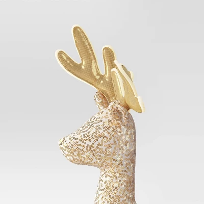 18" Sequined Fabric Deer Animal Sculpture - Wondershop™ Gold 4 18" Sequined Fabric Deer Animal Sculpture - Wondershop™ Gold - Image 2