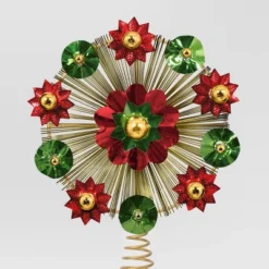12" Unlit Gold Tinsel Burst With Red And Green Foil Bursts Christmas Treetop With Coil - Wondershop™ -Wonder Shop USA GUEST be457f3f a046 4159 b9fc c9fa37985c0d