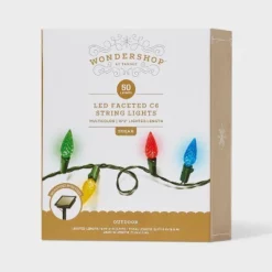 50ct Solar LED Faceted Christmas Indoor Outdoor String Lights With Green Wire - Wondershop™ -Wonder Shop USA GUEST c42e34ff ec32 4142 b2c8 e74426336514
