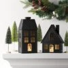 11" Lit Metal House Christmas Village Building - Wondershop™ Black: Indoor Tabletop Decorative Object, Battery-Powered -Wonder Shop USA GUEST c4579e8b 67a4 4729 82eb 446d26f8103c