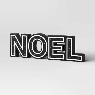 16"x4.75" Battery Operated Lit Wood 'Noel' Tabletop Sign - Wondershop™ Black 5 16"x4.75" Battery Operated Lit Wood 'Noel' Tabletop Sign - Wondershop™ Black - Image 3