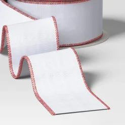 30' Christmas Fabric Ribbon White With Red Edge - Wondershop™ -Wonder Shop USA GUEST ce2d39e7 fc53 4366 bdd3 09384b8611d3