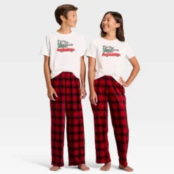 Kids' Plaid Microfleece Holiday Matching Family Pajama Pants - Wondershop™ Red/Black -Wonder Shop USA GUEST dcf952c5 3b44 493e ac7c b7725f38912c