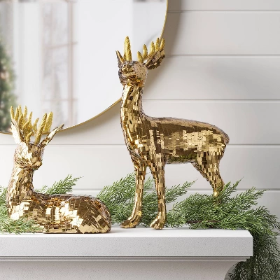Christmas Sequin Standing Deer Decor Gold - Wondershop™ 3 Christmas Sequin Standing Deer Decor Gold - Wondershop™