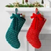 21" Christmas Fringe Fabric Stocking With Bow Green - Wondershop™ -Wonder Shop USA GUEST f4253552 03c3 413b baed 686f1a5d95ee
